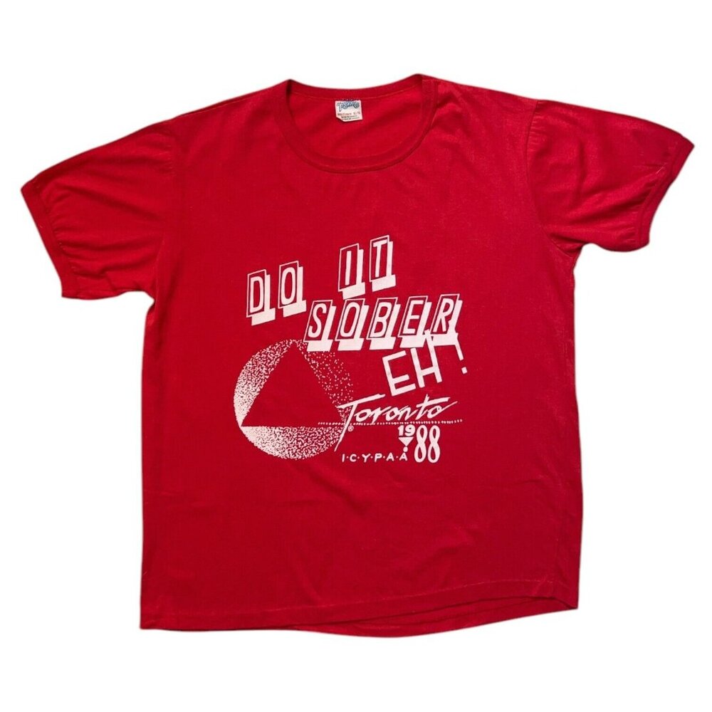 80s Vintage Alcoholics Anonymous T-shirt "Do It Sober Eh!" Toronto Canada 1988.